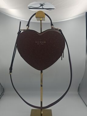 Kate Spade Burgundy & Gold Love Shack Glitter Small Heart Crossbody (EUC)✨️❤️✨️